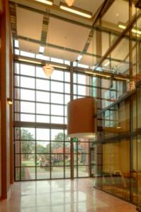 Interior view from the Lobby through windows to the Playground